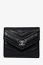 Chanel 2019 Black Chevron Leather Compact Wallet
