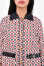 Gucci White/Red Horsebit Print Leather Collared Jacket Size 40