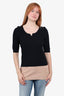 Dries Van Noten Black/Pink 3/4 Sleeve Top Size M
