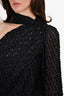 Birgitte Herskind Black Sheer/Velvet Polka Dot One Shoulder Blouse Size 38