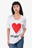 Love Moschino White Crystal Heart T-Shirt Size 44