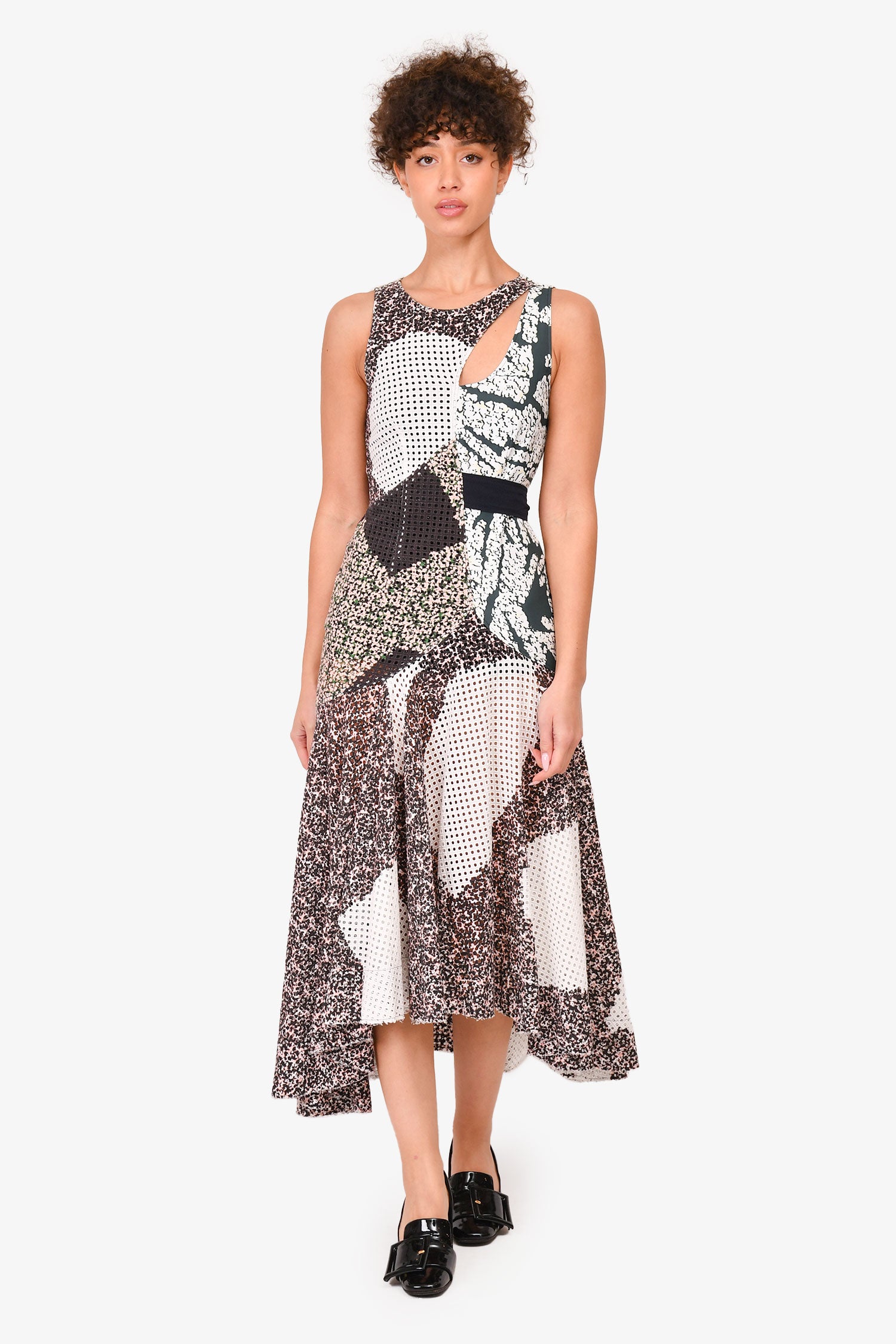 Cedric Charlier Green/White/Pink Patchwork Eyelet Gown Size 4 – Mine & Yours