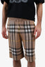 Burberry Truffle 'Weaver' Silk And Wool Checked Shorts Size S