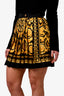 Versace Baroque Print Pleated Techno Fabric Mini Skirt Size 36