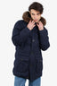 Brunello Cucinelli Navy Puff Jacket with Fur Line Hood Size XL