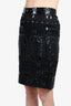 Tory Burch Black Silk/Patent Rocket Applique Skirt Size 4