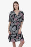Isabel Marant Black Silk Printed Short Sleeve Dress