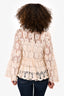 Alexis Cream Pleated Cotton Pearl Embellished Bell Sleeve Top with Slip Size XS