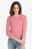 Comme des Garcons Play Red/White Striped Long Sleeve Top Size S