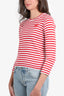 Comme des Garcons Play Red/White Striped Long Sleeve Top Size Small