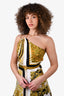 Versace White/Gold Mosaic Print Cold Shoulder Dress Size 42