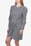 Derek Lam 10 Crosby Black/White Striped Pleated Long-Sleeve Dress Size M