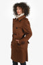 Burberry London Dark Brown Cashmere Double Breasted Coat with Belt Size 48