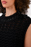 Simone Rocha Black Cotton Blend Knit Sleeveless Sweater with Crystal Embellishments Size M