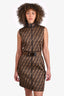 Fendi Zucca Print Belted Dress Size 40