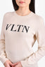 Valentino Cream Wool Logo Crewneck Sweater Size L