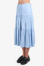 Red Valentino Blue Cotton Ruffle Hem Maxi Skirt size 38