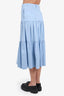 Red Valentino Blue Cotton Ruffle Hem Maxi Skirt size 38
