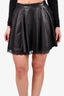 Alice + Olivia Black Lamb Leather Flared Mini Skirt with Lace Hem Size 2