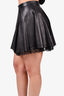 Alice + Olivia Black Lamb Leather Flared Mini Skirt with Lace Hem Size 2