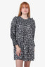 Joie Black/White Silk Floral Print Long-Sleeve Dress size Large
