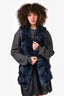 Alberto Makali Navy Fox Fur Vest Cardigan Size S