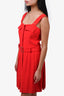 Alexander McQueen Red Pleated Tank Dress with Belt Size 36