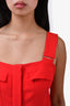 Alexander McQueen Red Pleated Tank Dress with Belt Size 36