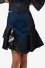 Alexander McQueen Blue Denim Floral Tiered Skirt Size 44