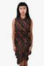 Isabel Marant Black/Orange Silk Patterned Cut-Out Collar Wrap Dress Size 36