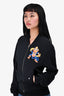Moschino Black Graphic Print Zip-Up Jacket Size S