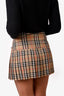 Burberry Beige Nova Check Pleated Mini Skirt Size 2