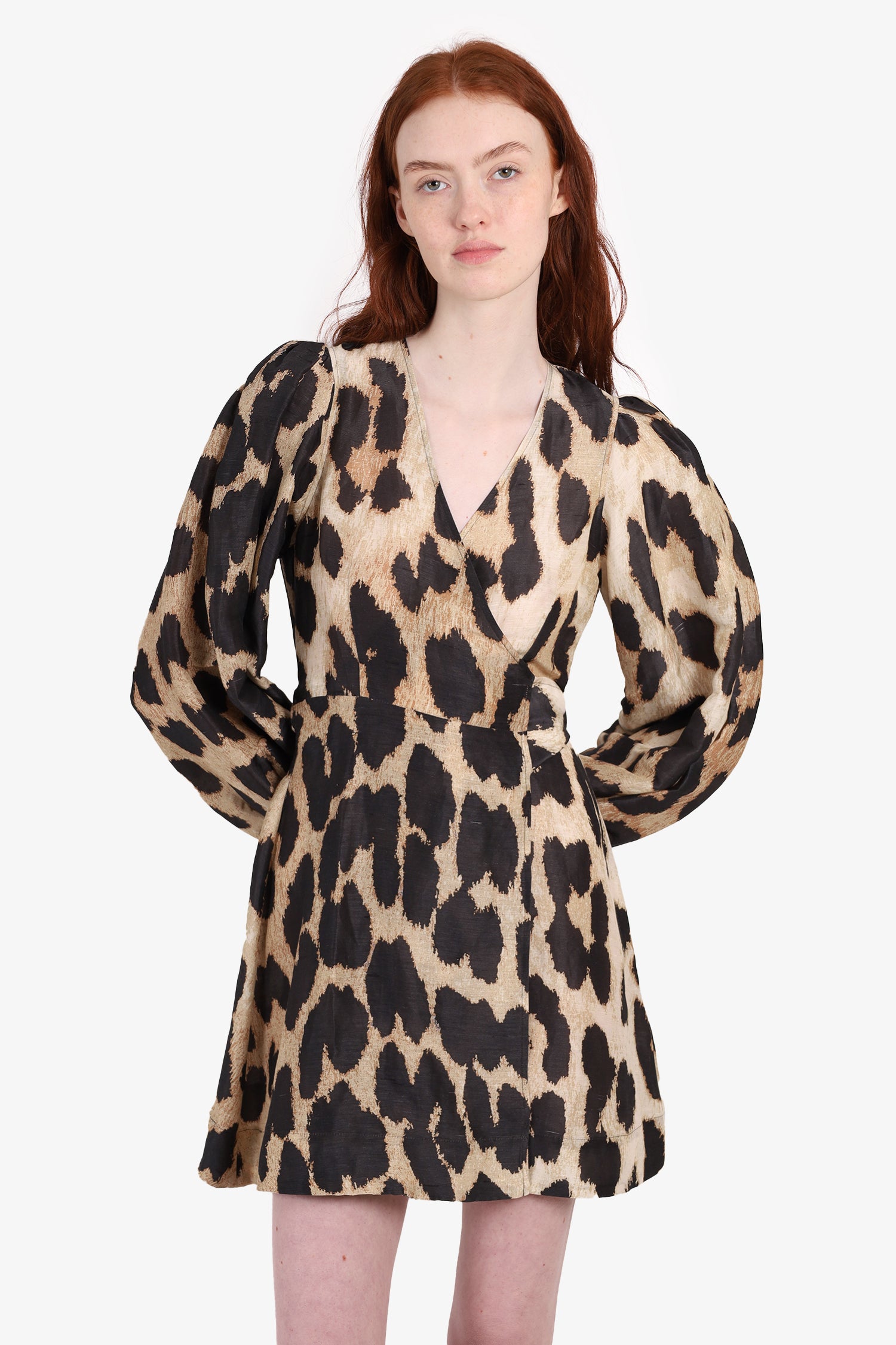 Ganni Leopard-print Linen-silk Blend Midi Dress Size 36 – Mine & Yours