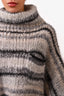Brunello Cucinelli Grey Mohair Striped Turtle Neck Sweater Size XXS