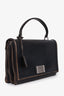 Prada Black/Brown Leather Silver Tone Buckle Flap Bag
