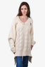 Simone Rocha Cream Oversized Cable Knit Sweater with Faux Pearls Size S