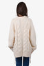 Simone Rocha Cream Oversized Cable Knit Sweater with Faux Pearls Size S