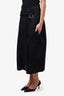 Celine Black Linen Buckle Detail Belted Midi Skirt Size 40