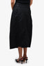 Celine Black Linen Buckle Detail Belted Midi Skirt Size 40