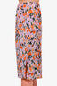 Marni Purple/Orange Floral Patter Silk Midi Skirt Size 38