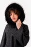 Prada Grey Wool Sweater with Fur Trim Size 36