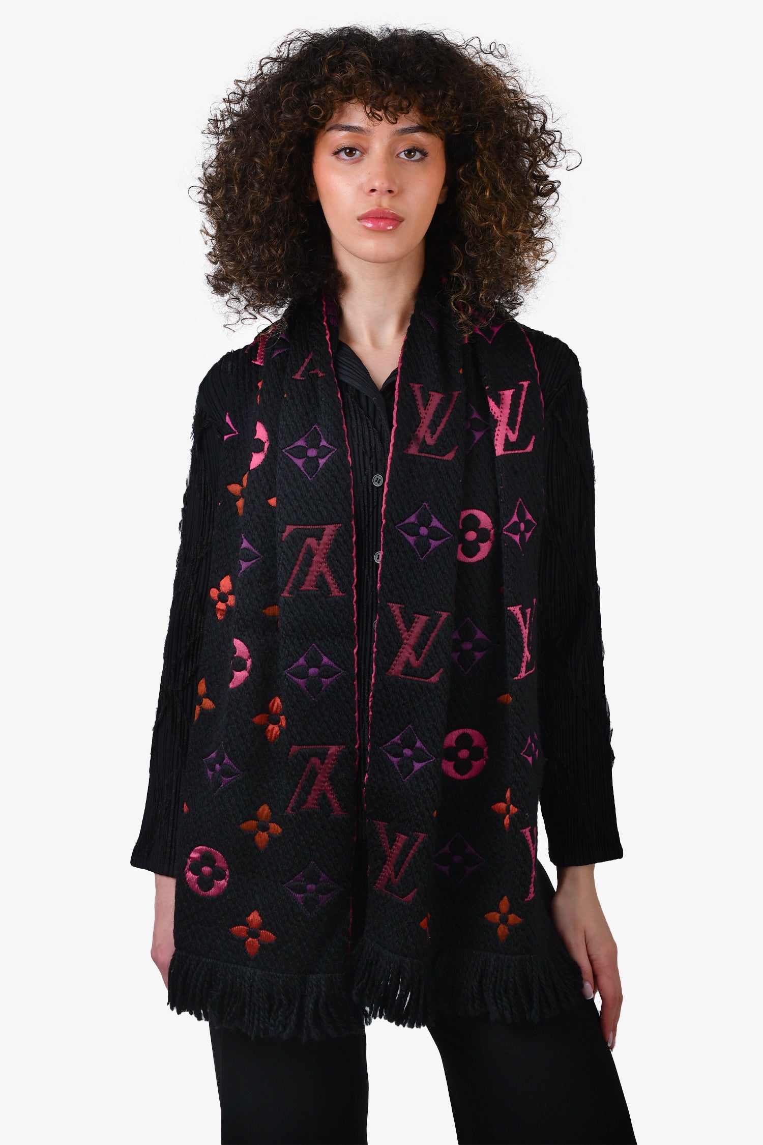 Louis Vuitton Black & Pink Silk Narrow Scarf with Monogram Motifs Louis Vuitton Murakami Scarf LV x TM Monogram | Mercari main image 2