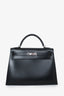 Hermès 2000 Black Box Leather Kelly 32 with Strap