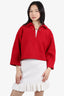Celine 2022-23FW Red Wool Open-Collar Clasp-Hook Jacket Size 34