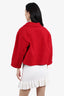 Celine 2022-23FW Red Wool Open-Collar Clasp-Hook Jacket Size 34