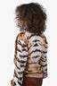 Roberto Cavalli Animal Print Silk Draped Blouse Size 44