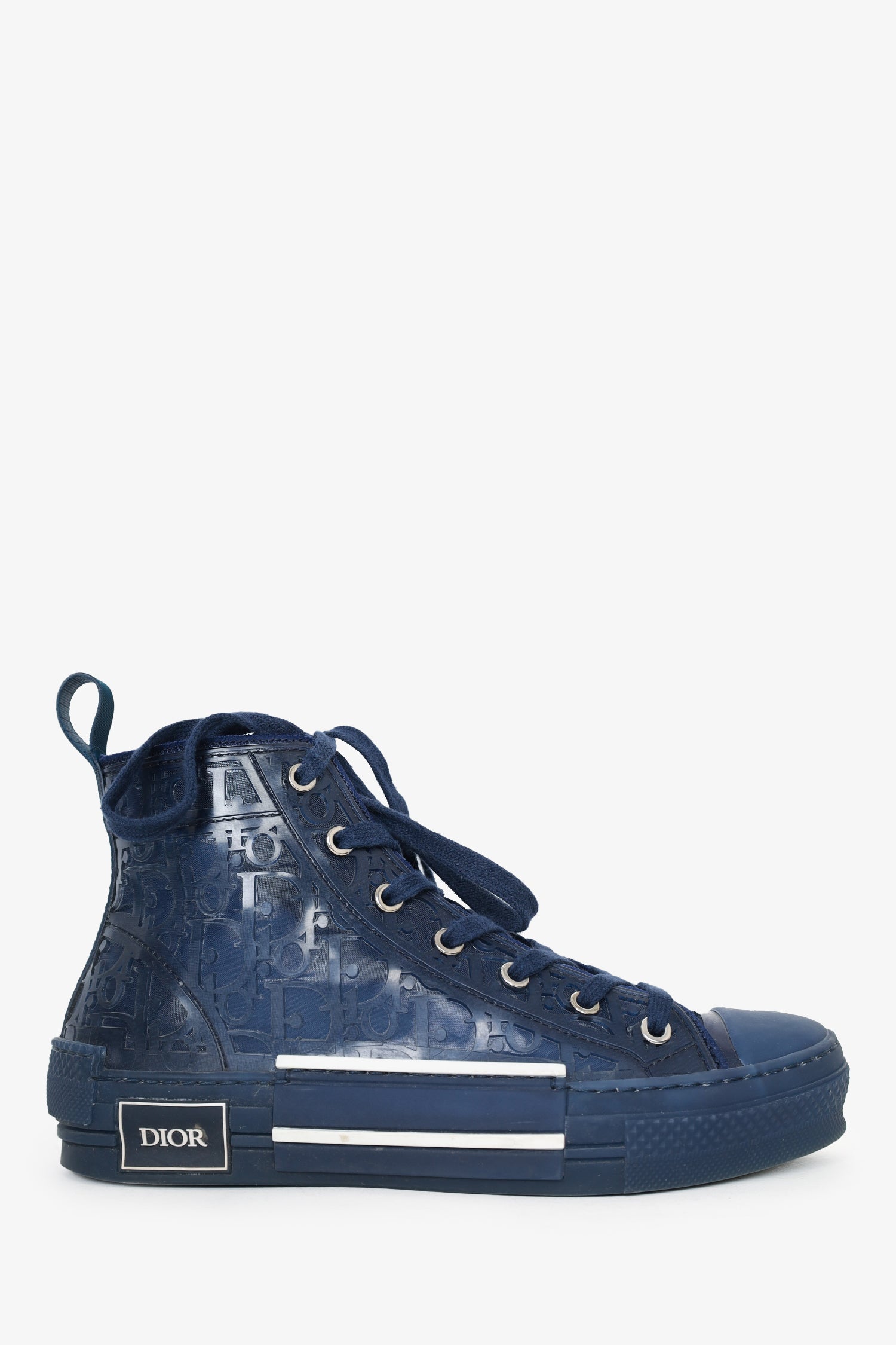 Blue Dior Dior Shoes High Top Sneakers Dior Homme Navy Oblique B23