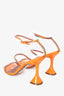 AMINA MUADDI Orange Patent Rhinestone 'Gilda' Sandals Size 37.5