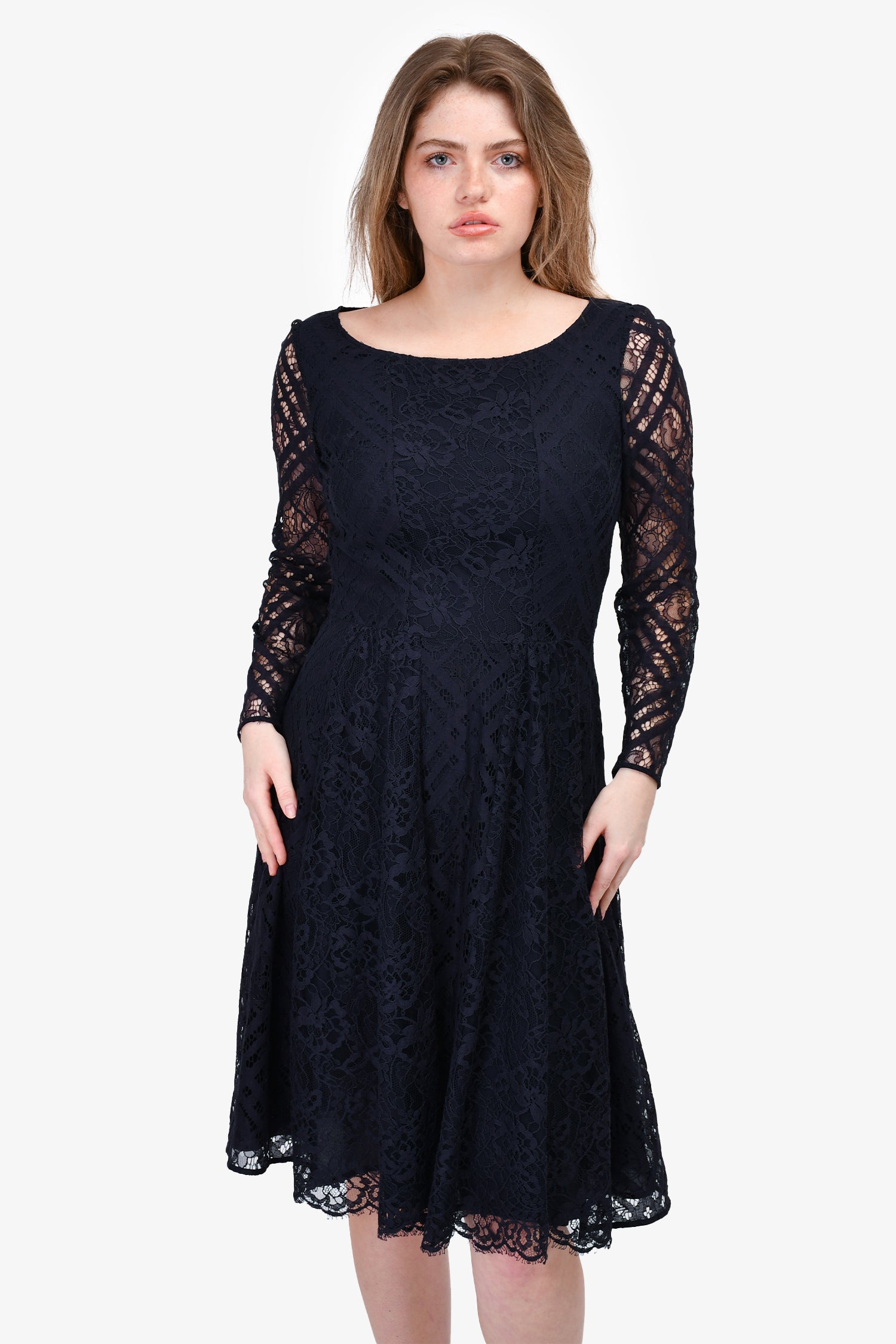 Burberry London Navy Blue Lace Long Sleeve Dress Size 6 US – Mine & Yours