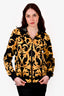 Versace Black/Gold Baroque Printed Zip-Up Hoodie Size S Mens